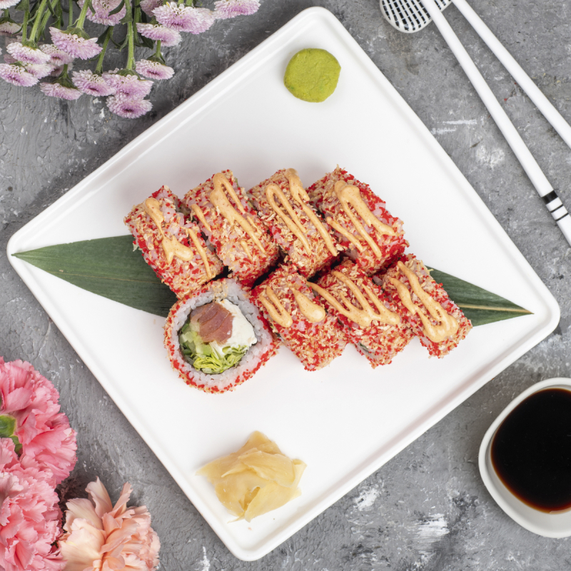 Кранч-рол з копченим лососем